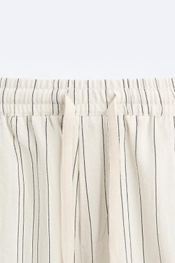 ZARA ШОРТЫ-БЕРМУДЫ ИЗ ВИЗКОЗЫ И ЛЬНА, Полоски