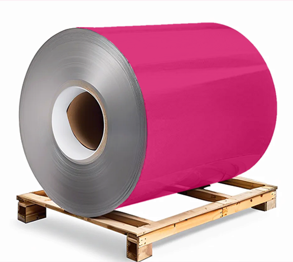 Сталь оцинкованная 0,7х1250х3000 мм RAL 4010 розовый Грунт обр.стороны / защ.пленка