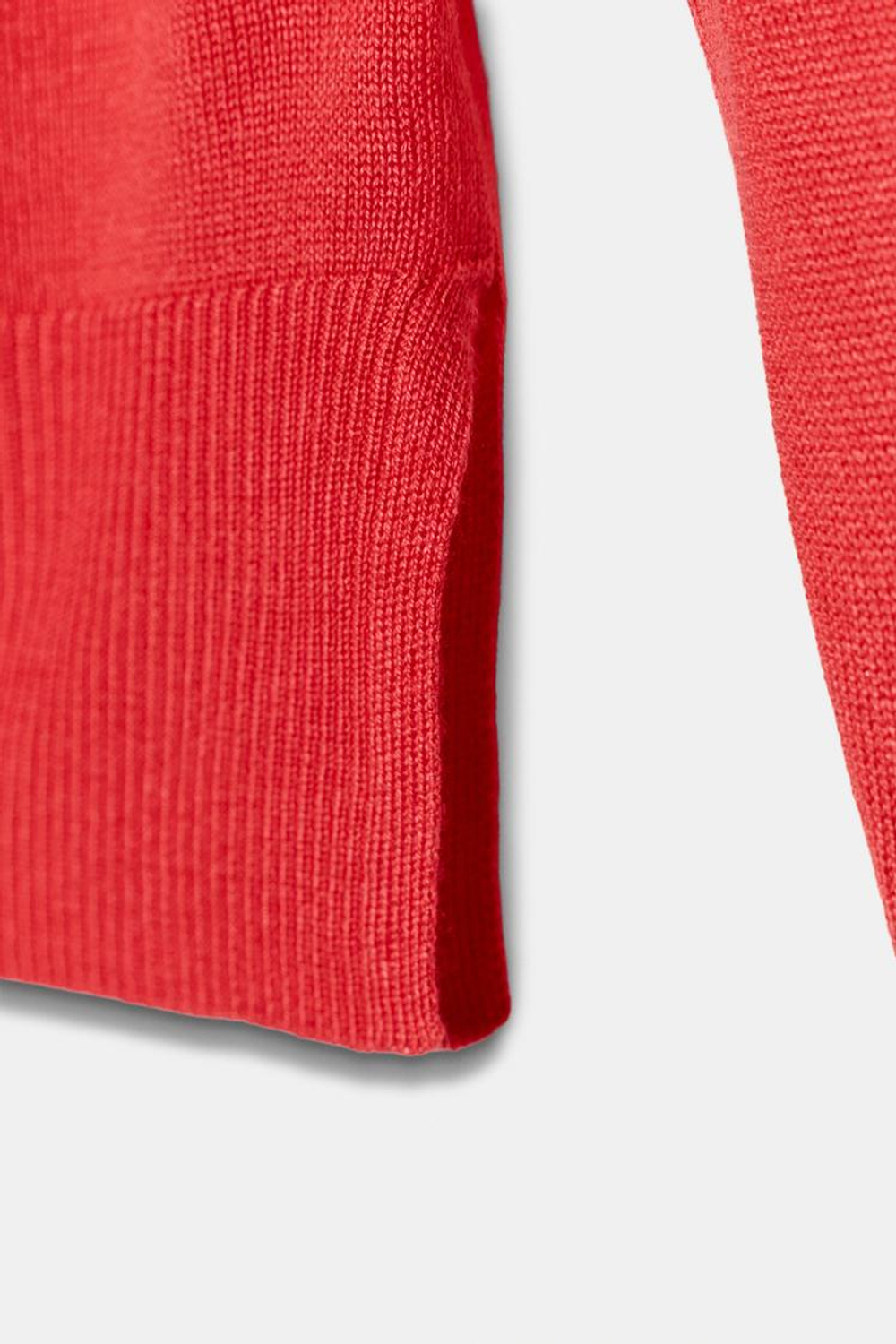 ZARA БАЗОВЫЙ СВИТЕР ИЗ ТОНКОГО ТРИКОТАЖА, КОРАЛЛОВО-КРАСНЫЙ