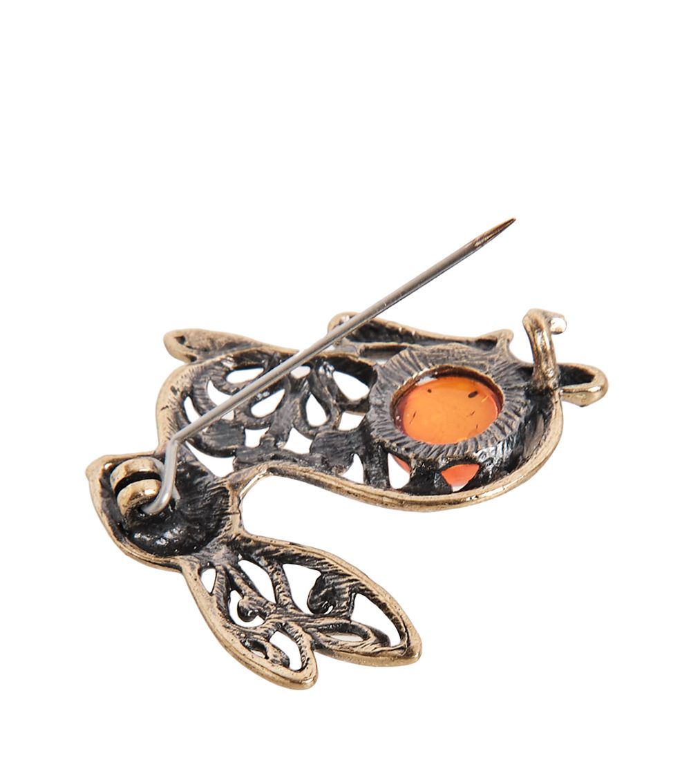 AM-2330 Брошь «Зайчик» (латунь, янтарь)