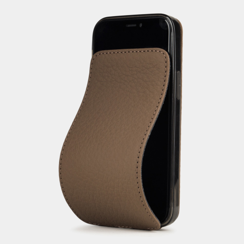 Чехол для iPhone 12 Mini из натуральной кожи теленка, цвета кофе