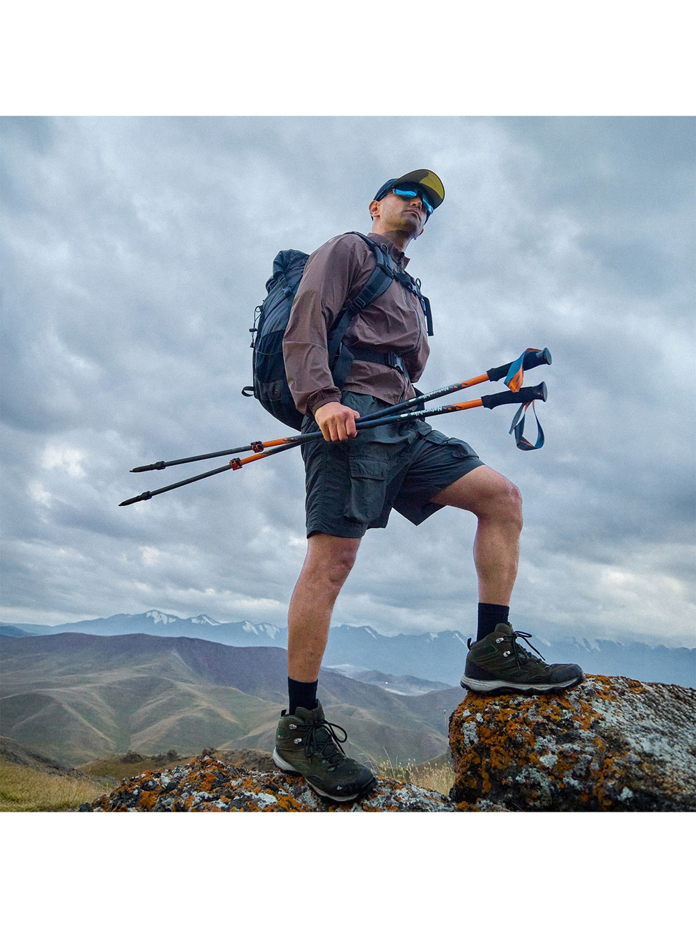 Палки треккинговые Naturehike Sunsia 3-EXT, карбон, 3-секционные, 62-135 см, оранжевые, 2 шт