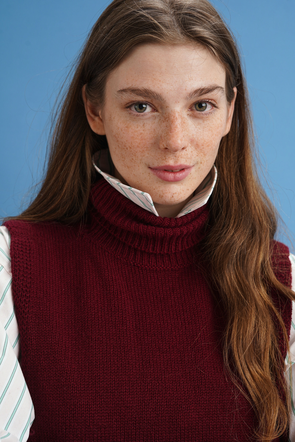 Манишка из кашемира с мериносом цвета бордо ПРЕДЗАКАЗ