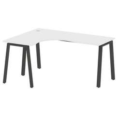 Metal System Стол криволинейный левый на А-образном м/к БА.СА-4 (L) Белый/Металл Антрацит 1600*1200*