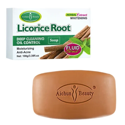 Противовоспалительное мыло с экстрактом корня солодки для выравнивания тона Aichun Beauty Licorice Root Whitening Soap ,100г