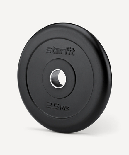 Диск обрезиненный BB-202 d=26 мм, стальная втулка, черный, 2,5 кг