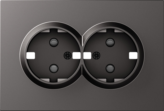 Накладка для розетки 2-й с заземлением,  со шторками 16A 250 В~,  матовый титан,  серия A07