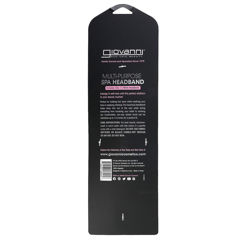 Giovanni, универсальная повязка для волос для спа-салона, белая, 1 шт.