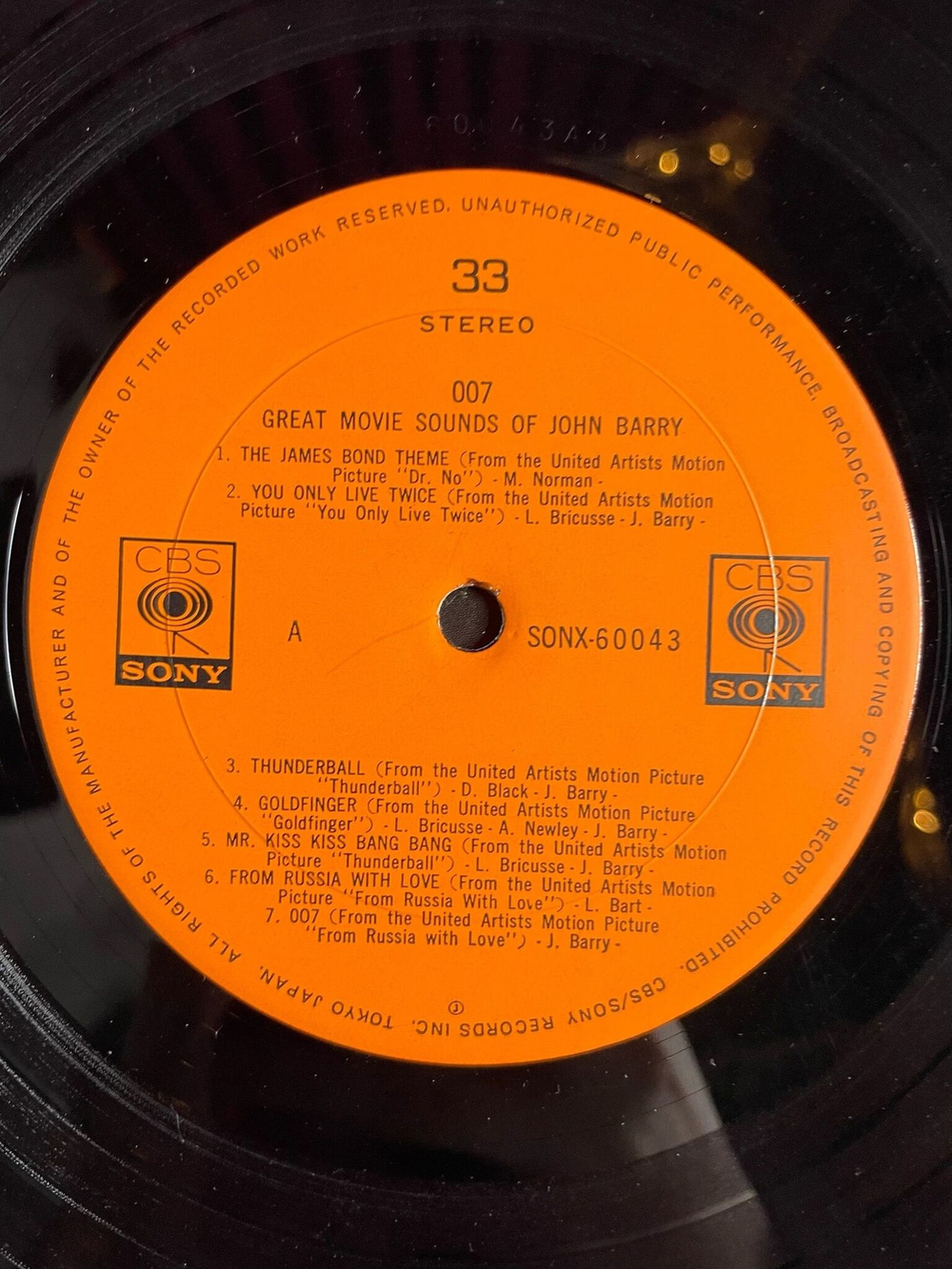 Винтажная виниловая пластинка LP John Barry And His Orchestra 007 Great Movie Sounds Of John Barry (Japan 1972) (No Obi)