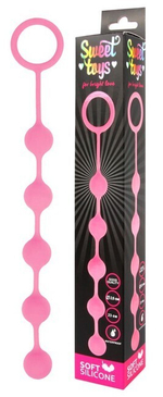 Розовая силиконовая анальная цепочка (Цвет: розовый)