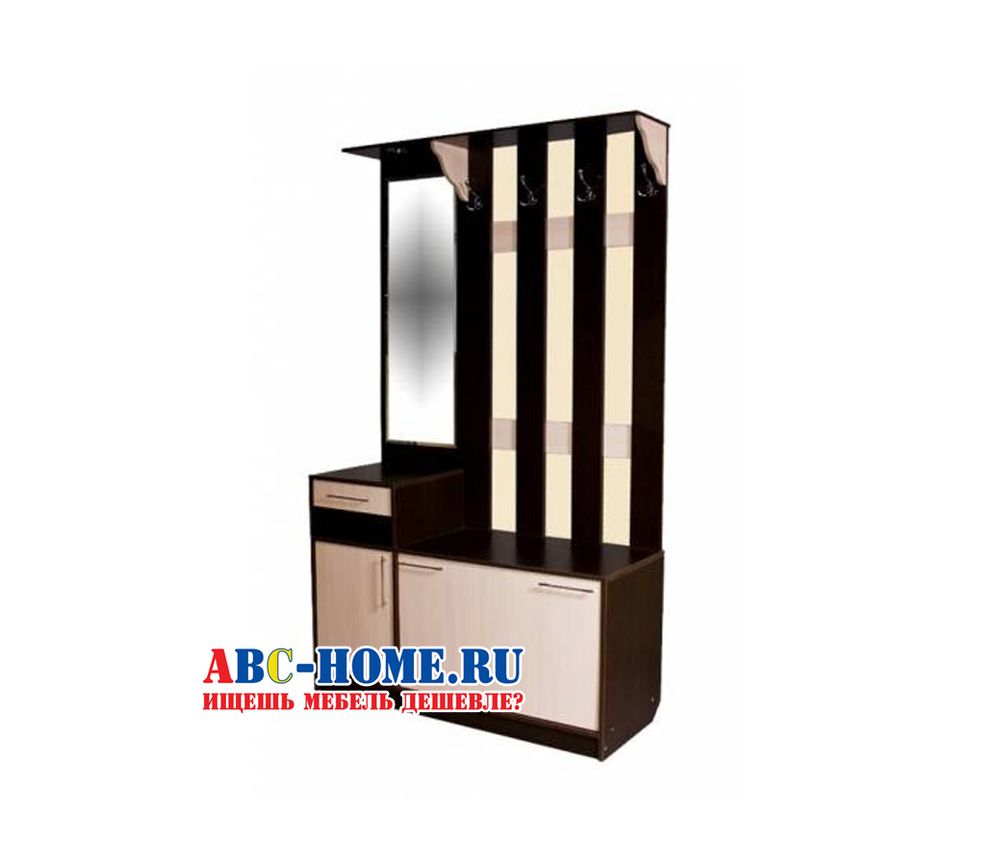 Прихожая «Диана-4», секция № 14, вешалка с зеркалом (венге/дуб молочный), ЛДСП, Росток