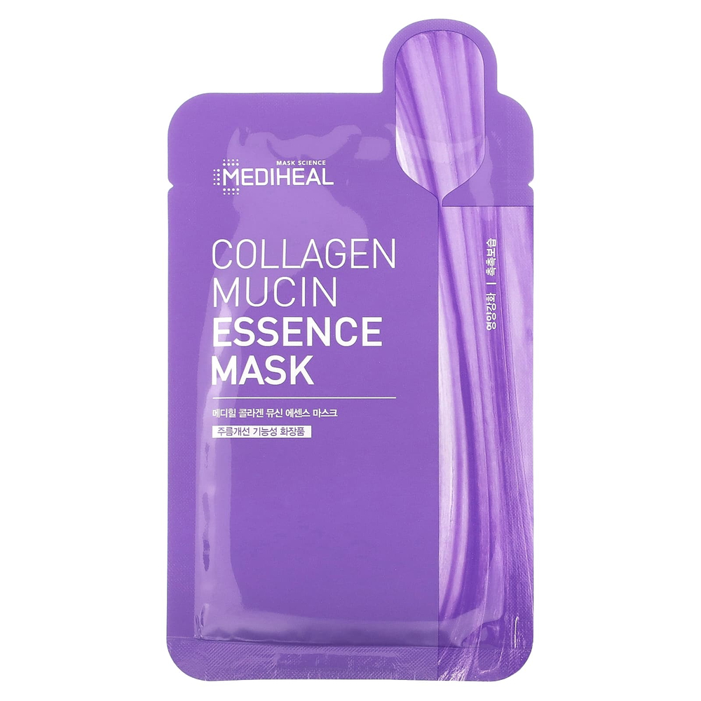 MEDIHEAL, Collagen Mucin Essence Beauty Mask, 1 листовая маска, 20 мл (0,68 жидк. унц.)