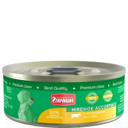 Мясное ассорти с потрошками, 100г консервы для собак ЧГ