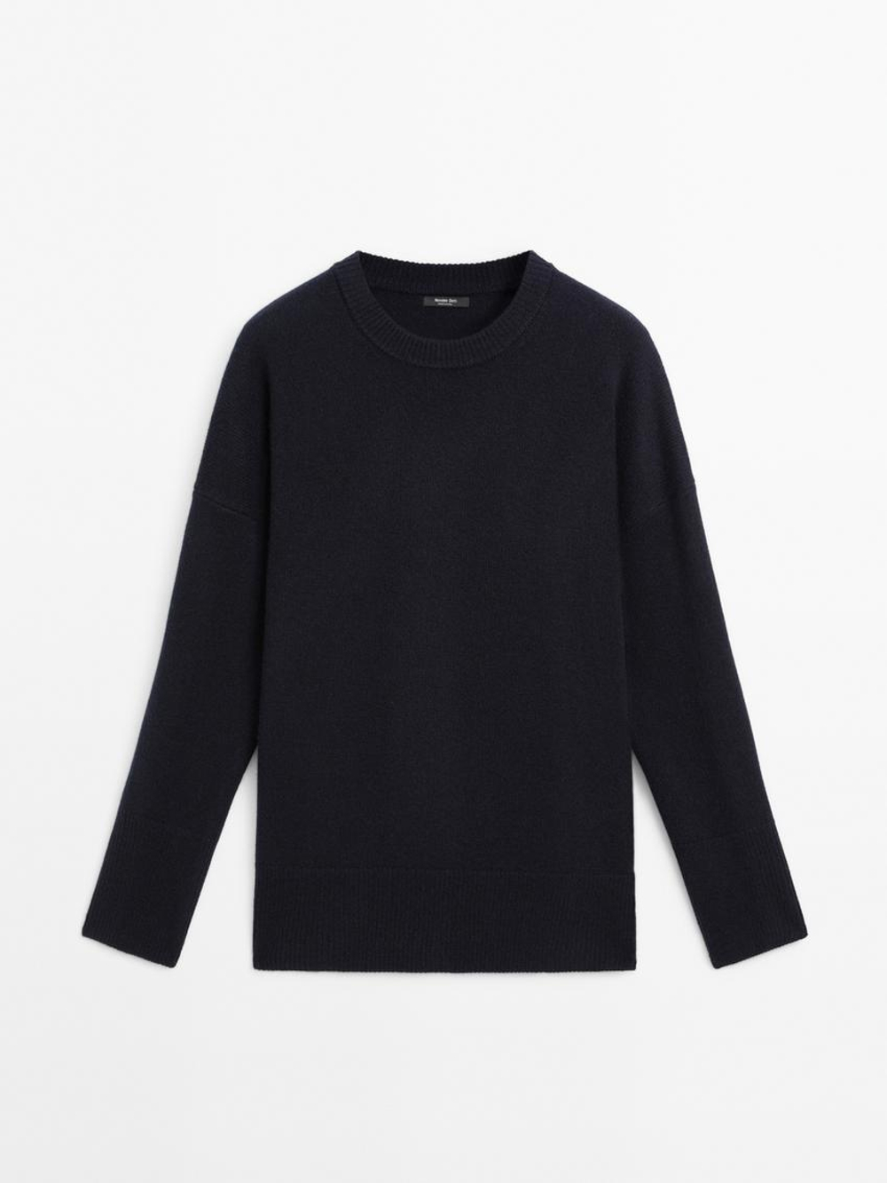 Massimo Dutti Свитер из смесовой шерсти, темно-синий