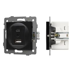 Механизм USB розетки SCT-MUAC-PL-BK-V (5V, 3A, QC4) (Arlight, -) 049838