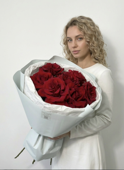 Бордовые французские розы (7шт)