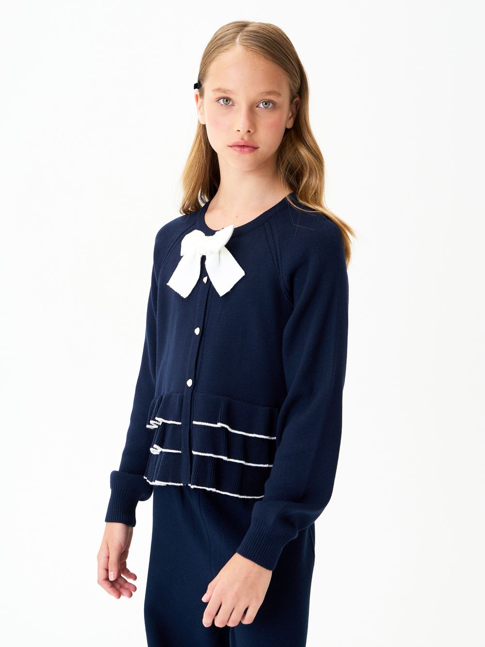 Кардиган для девочки 1165 сине-белый