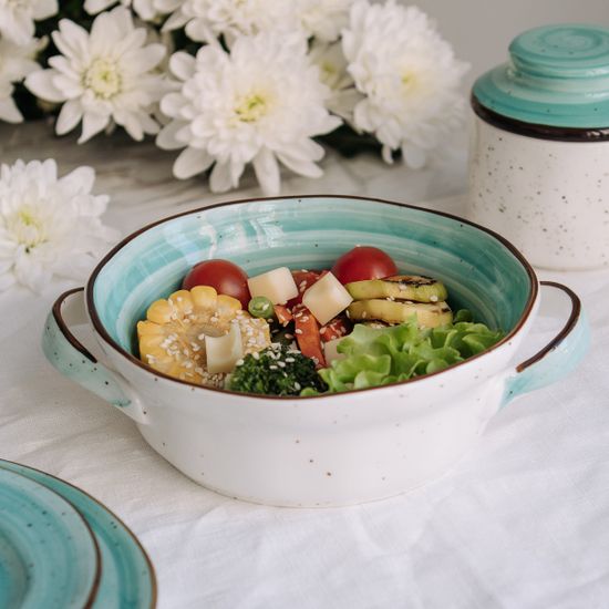 Бульонная чаша с ручками Aqua 600 мл, 15 см, ручная работа, фарфор