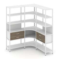 Shelf System Трехсекционный угловой стеллаж пятиярусный с ящиками SN.STMU-531 Белый/Вяз Благородный/