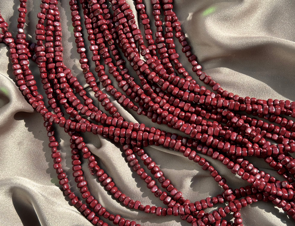 Нить гематитовых бусин "Спелая вишня", галтовка 6мм