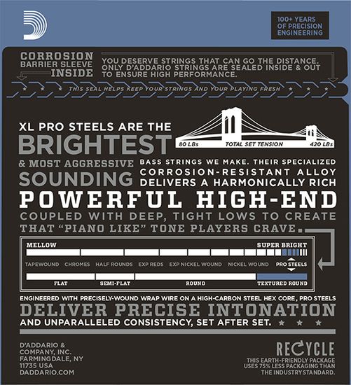 Струны для бас-гитары D'ADDARIO EPS220 5