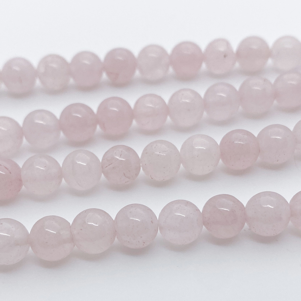 Розовый кварц бусины, диаметр 6-6,2 мм, цена за 15-16 шт (1/4 нити)