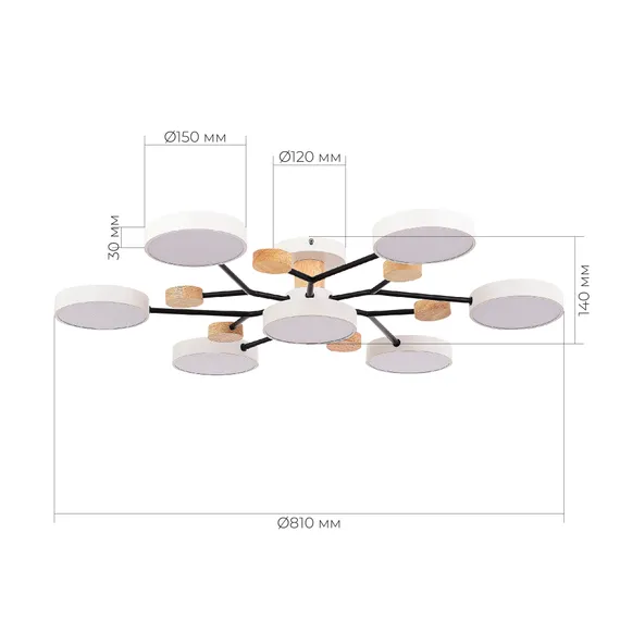 SLE6006-502-07 Светильник потолочный Белый/Белый LED 7*12W 3000K/4500K/6000K ФАЭМА