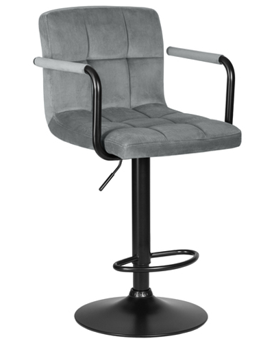 Стул барный DOBRIN KRUGER ARM BLACK, серый велюр (MJ9-75)
