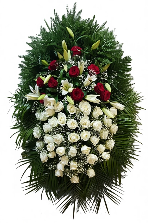 Траурный венок из живых цветов №29 (150 см)