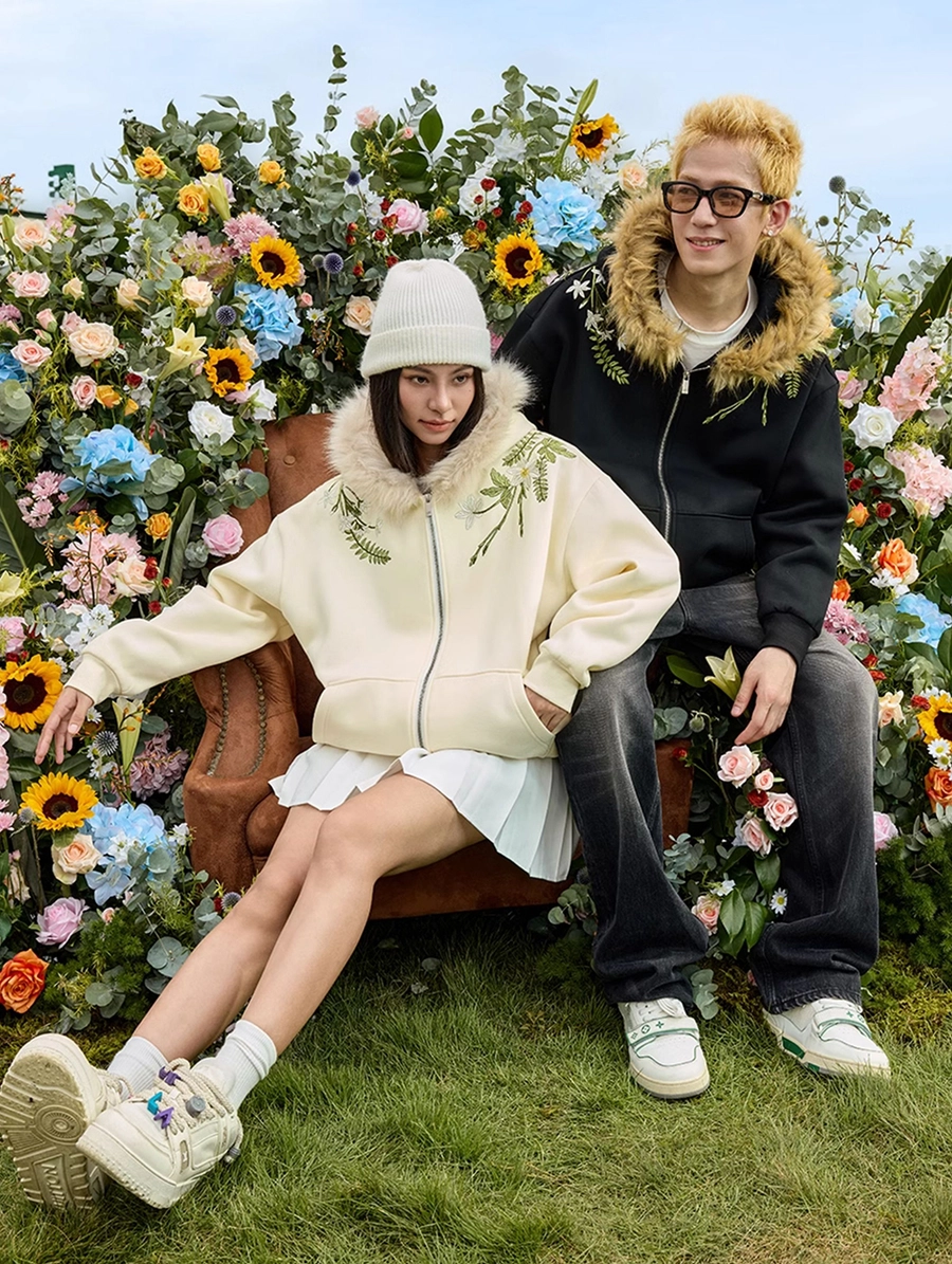Худи HARSHandCRUEL "Flowers" Fur Hoodie