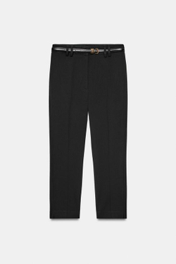 ZARA БРЮКИ КАПРИ С РЕМНЕМ, ЧЕРНЫЙ