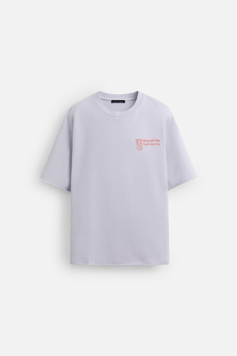 ZARA ТОЛСТОВКА С ЭФФЕКТОМ ПОТЕРТОСТИ С НАДПИСЬЮ, СВЕТЛАЯ МАЛЬВА