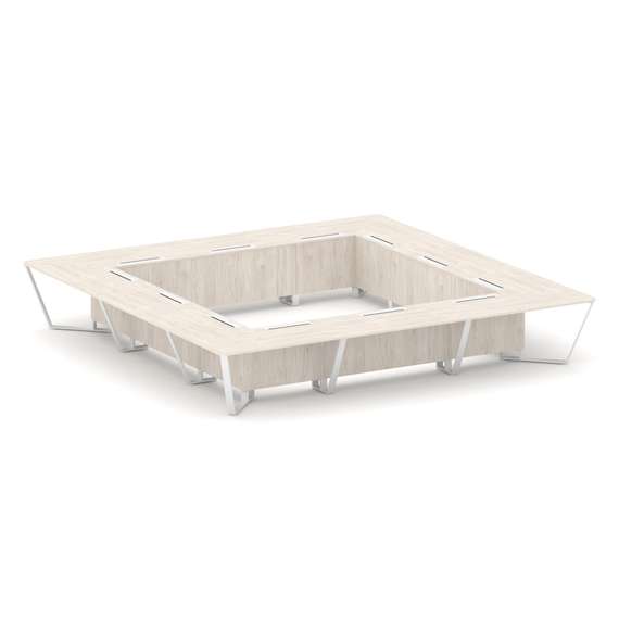 Steel Meet Стол переговорный квадратный KD-PR.B.SP-24K Денвер Светлый/Металл Белый 4800*4800*750