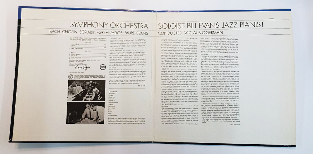 Винтажная виниловая пластинка Bill Evans Trio Bill Evans Trio With Symphony Orchestra (USA 1966)