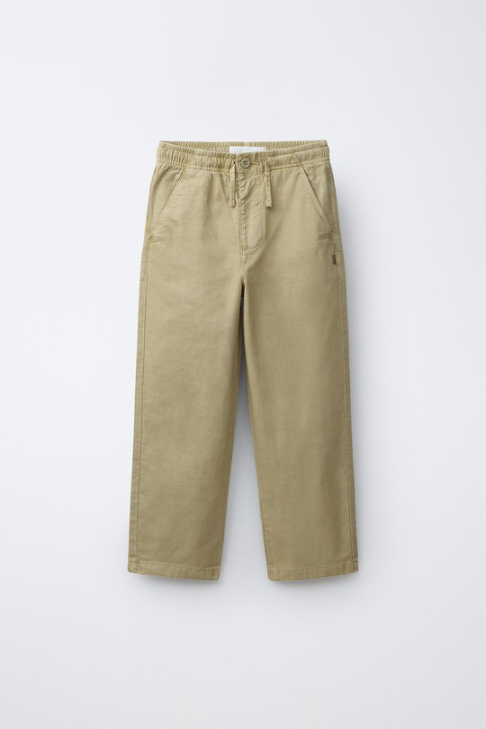 ZARA СТРУЯЩИЕСЯ ХЛОПКОВЫЕ БРЮКИ, ХАКИ