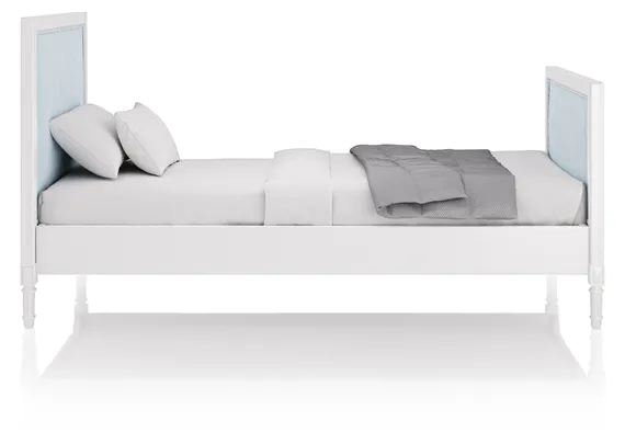 Кровать подростковая Elit (белый, голубая ткань)