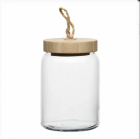 Банка с крышкой «Вуди»стекло,дерево; 1,13л; D=9,H=19см (81269181)