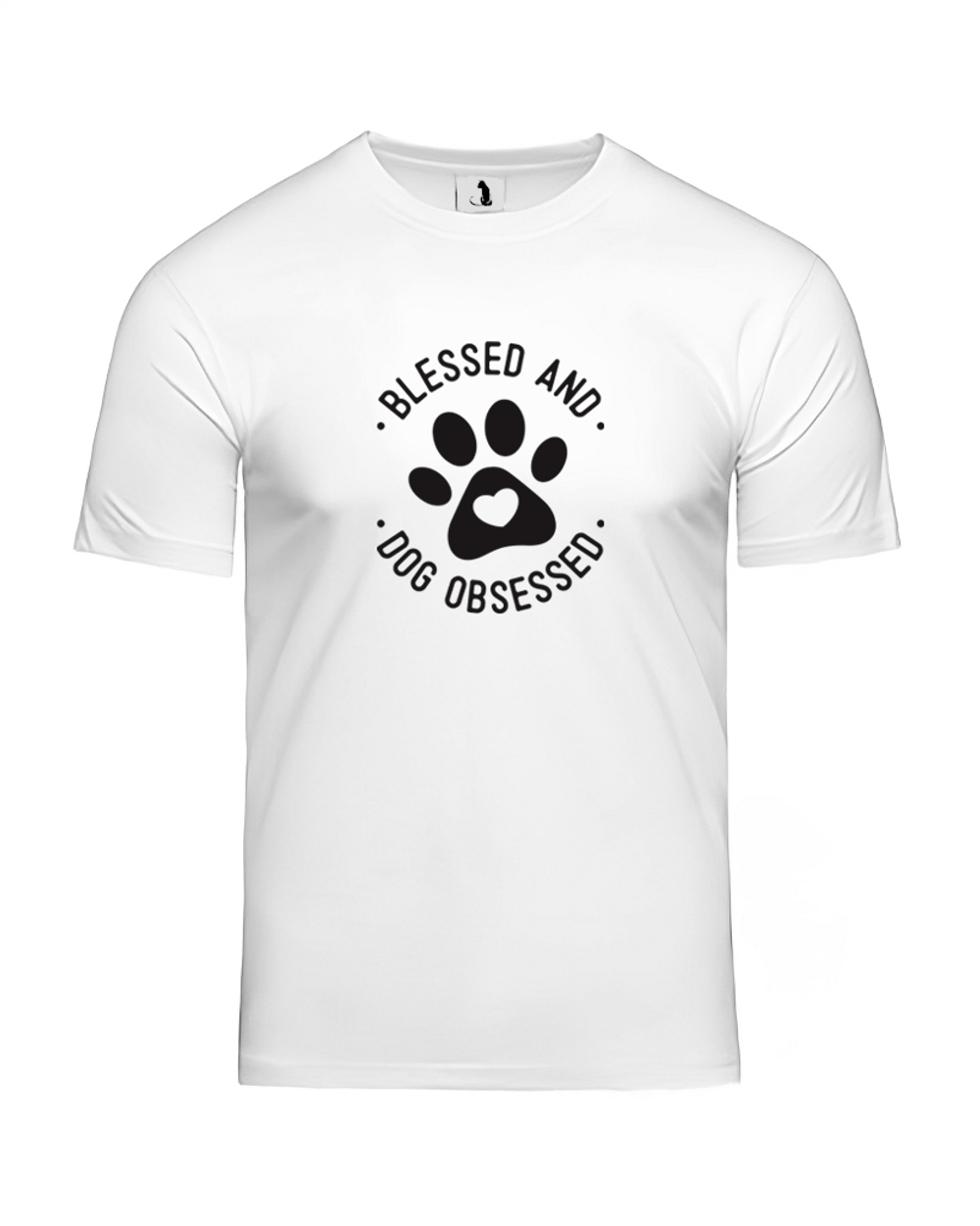 Футболка Blessed and dog obsessed unisex белая с черным рисунком