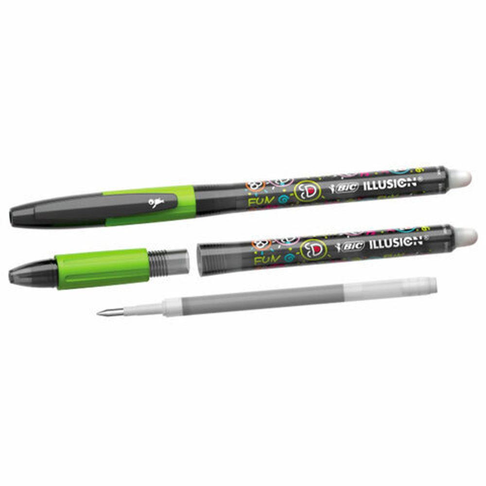 Ручка стираемая гелевая с грипом BIC "Gelocity Illusion", ЧЕРНАЯ, корпус черный, линия 0,3 мм, 516523