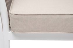 "Касабланка" диван 2-местный плетеный из роупа, каркас алюминий белый муар, роуп бежевый 20мм, ткань бежевая 035