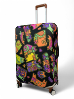 Чехол на чемодан 28", цвет чёрный/разноцветный, Коты