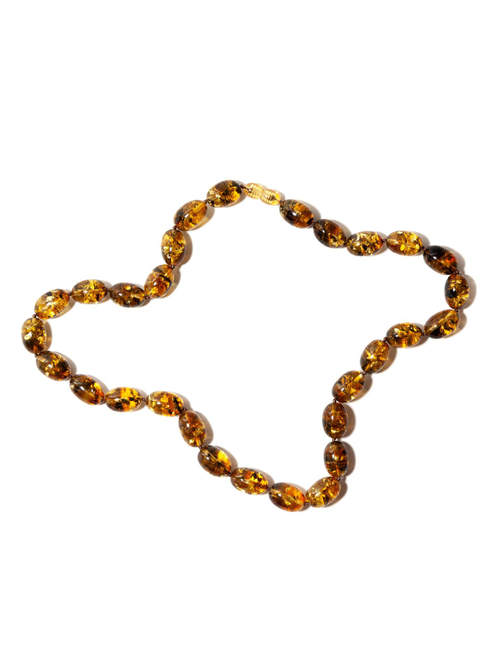 Бусы из янтаря натурального 45 см, бусины оливки 15 на 10 мм. Бусы из натуральных камней ручной работы из Калининграда