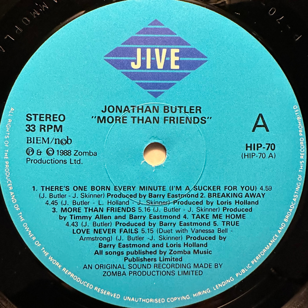 Jonathan Butler - More Than Friends (Европа 1988г.)