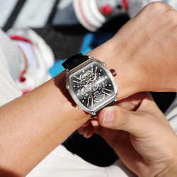 STARKING Steel Core Collection Mechanical Movement Silicone Strap Watch Men"s Watches Black Dial