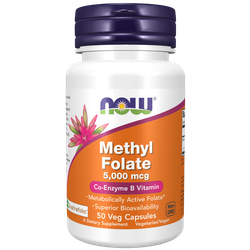 Now Foods Methyl Folate 5000 mcg 50 veg capsules, Витамин B9 (Фолиевая кислота), Метил Фолат