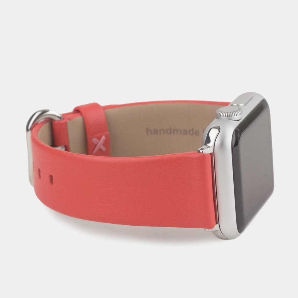 Ремешок кожаный для Apple Watch 40/41mm Classic кораллового цвета