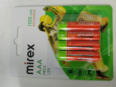 Аккумулятор Mirex R03 1100 mAh блистер. (Цена за 4шт)