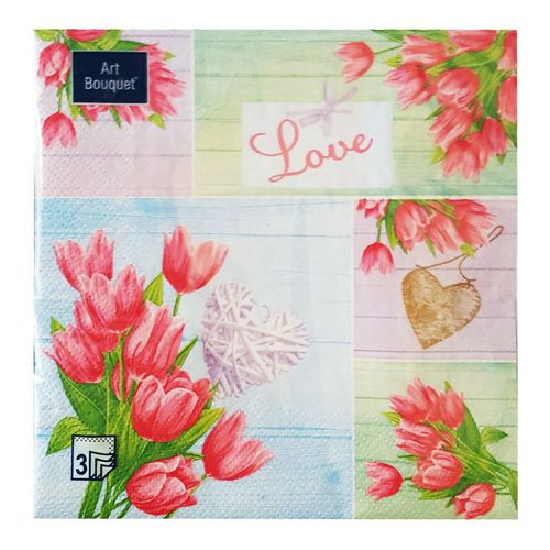 Салфетки бум DESNA BOUQUET ECO-FRIENDLY 33*33 3сл Коллаж из тюльпанов (20л)