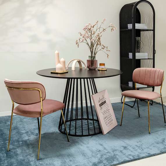 Стул Eirill, розовый велюр с золотыми ножками