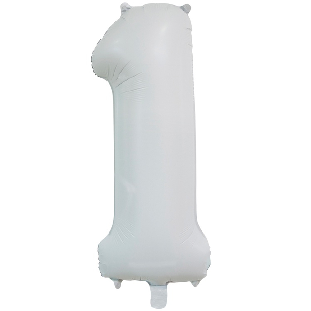 Шар фольгированный Цифра 1 66 см (Белый)